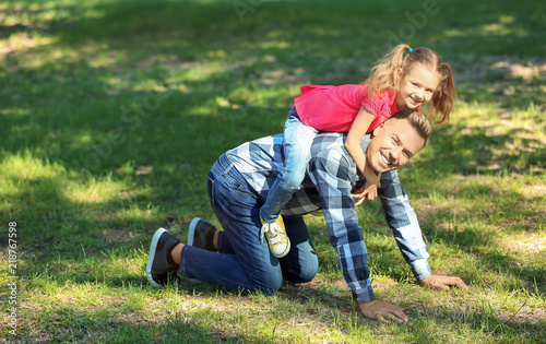 Happy father and daughter p...