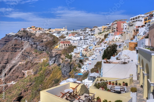 Thira town cityscape, Santorini, Greece © Mistervlad