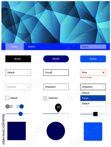 Light BLUE vector Material Design Kit with lines.