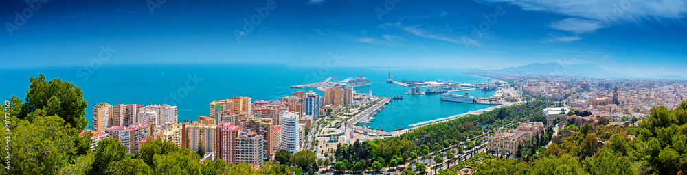 MALAGA, SPAIN - 11 MAY, 2018: Panoramic view on Malaga, Spain.
