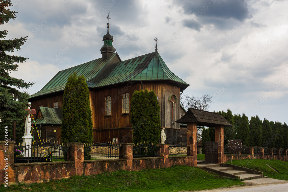 Wooden church in Stradow, Ponidzie, Swietokrzyskie, Poland Wooden church in Stradow, Ponidzie, Swietokrzyskie, Poland