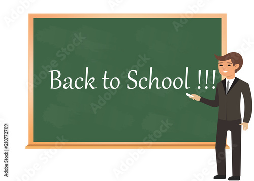 Back to school. Education. Schoolchild, pupil. Green color. Vector illustration
