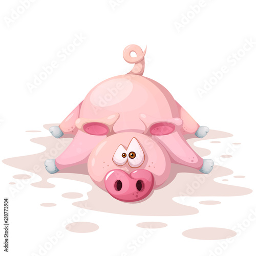 Cute, funnny, crazy pig characters. Symbol of the year 2019. vector eps 10