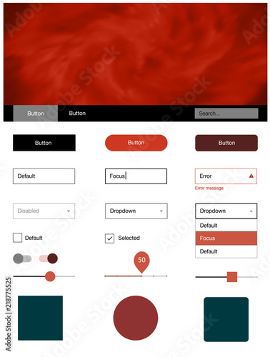 Light Red vector design ui kit with universe stars.