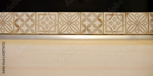 Pearl tiles. Closeup photo of Mother of pearl mosaic tiles.