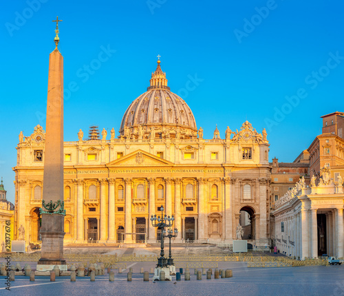 Panorama of St. Peter's at sunrise, Vatican. Italy