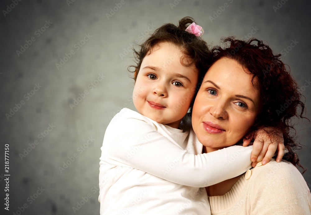 Portrait of sad Mother with daughter Portrait of sad Mother with daughter