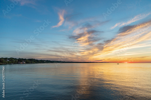 Beautiful sunset on lake Ontario. Rochester, state of New York, USA