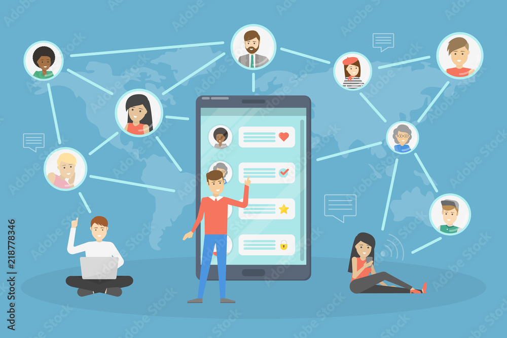 Social network scheme. Global connection between people Social network scheme. Global connection between people