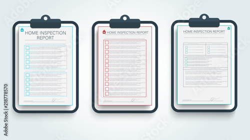 Home inspection report. Modern template with color home inspection report for banner design. Home repair icon. Modern design template.