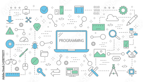 Programming concept. Idea of working on the computer