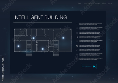 Infographic with intelligent home. Future technology display design. Smart home concept