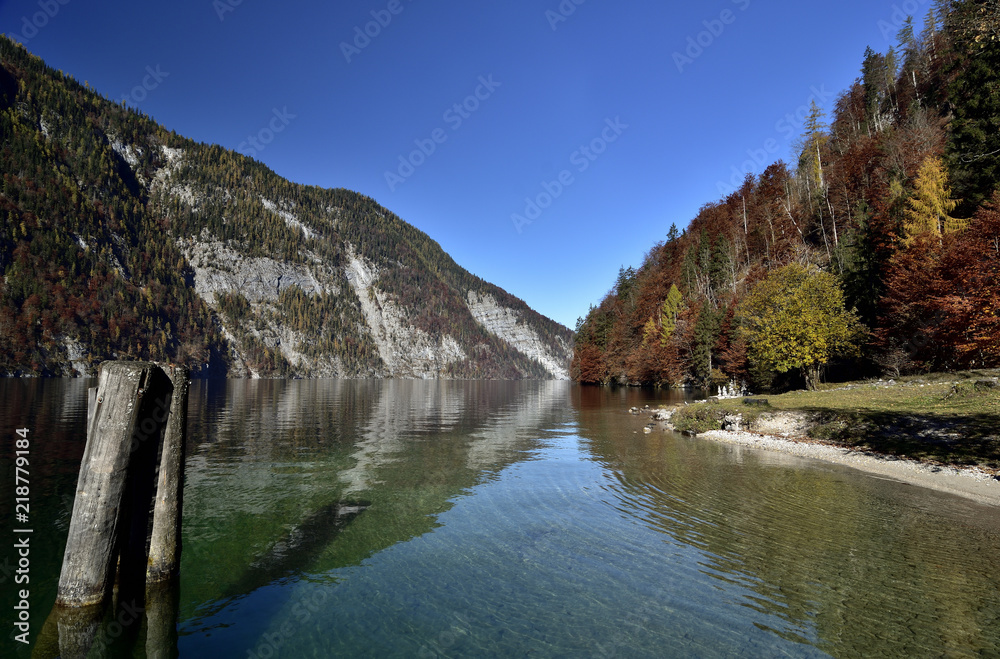 Mountain lake in autumn season