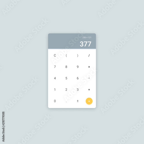 Minimal clean calculator app page window vector template. Flat material design calculator UI for web and mobile apps.