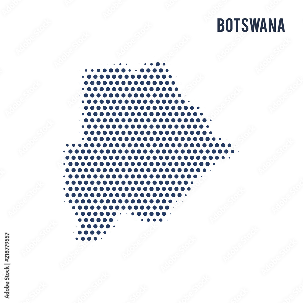 Dotted map of Botswana isolated on white background.