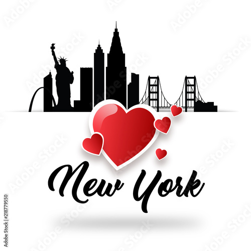 I love New York, America, Greeting card for graphic design, website, banner.