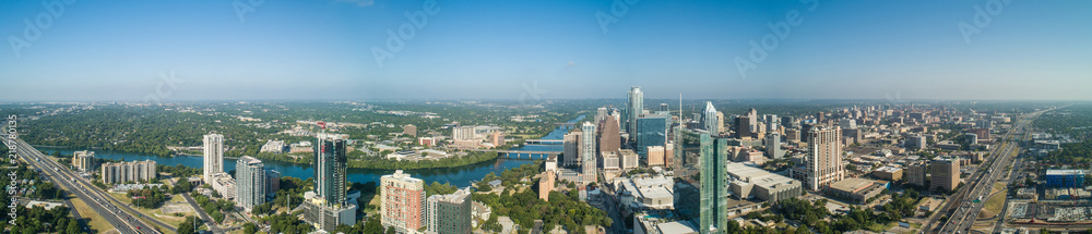 Aerial drone panorama Austin Texas USA