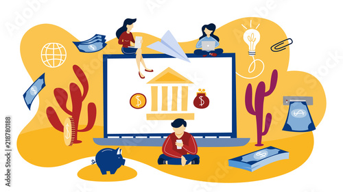 Online banking concept. Making digital financial operations