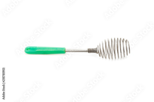 Whisk from stainless steel with green handle