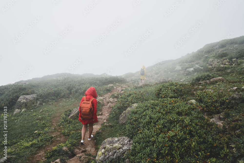 Backpacker Hiking Journey Travel concept with friends.