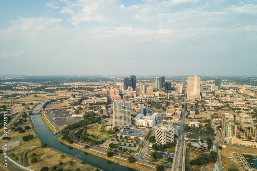 Fototapeta premium Aerial photo Downtown Fort Worth Texas USA