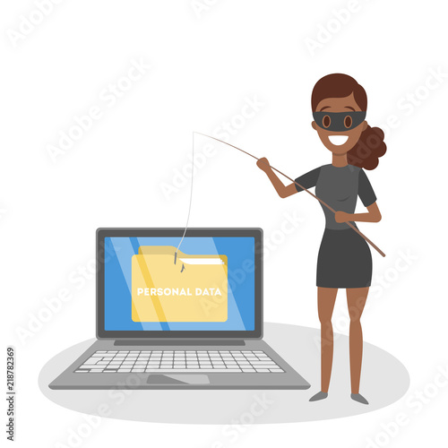 Female thief attack computer and steal data