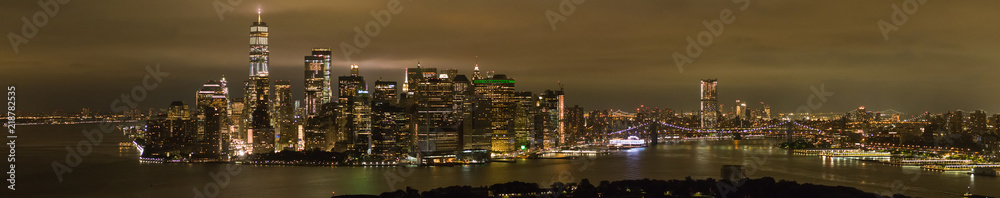Amazing night panorama New York City Manhattan at night