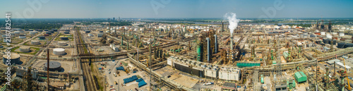 Aerial industrial oil processing plant panorama