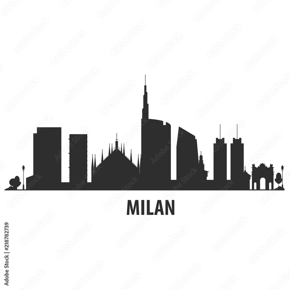 Naklejka premium Panoramę miasta Mediolan - sylwetka miasta z zabytkami