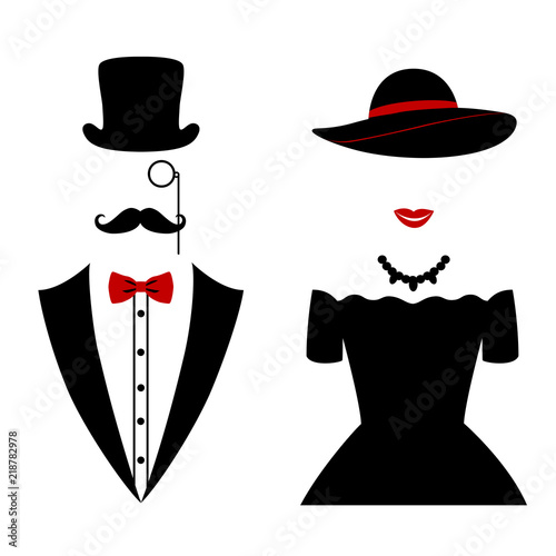 Gentleman and lady icon isolated on white background. 