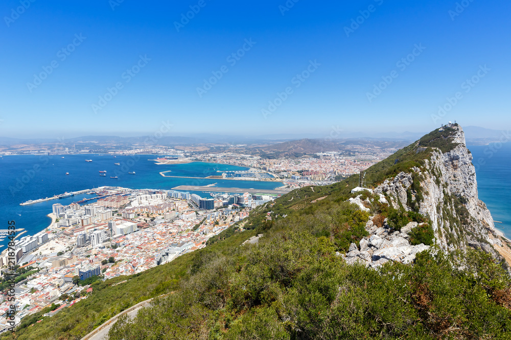 Gibraltar Felsen Fels The Rock Textfreiraum Copyspace Meer Mittelmeer Affenfelsen Übersicht Stadt