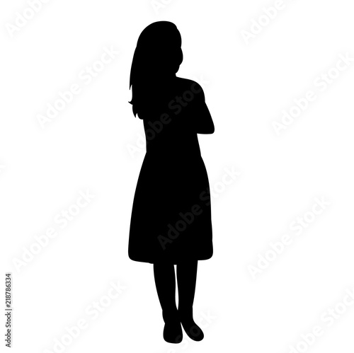 isolated silhouette little girl in dress