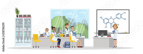 Students study chemistry in the university illustration