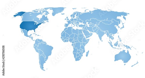 World map with a highlighted usa