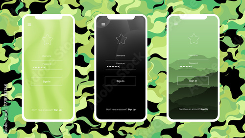 Light Green vector style guide with phone screen.