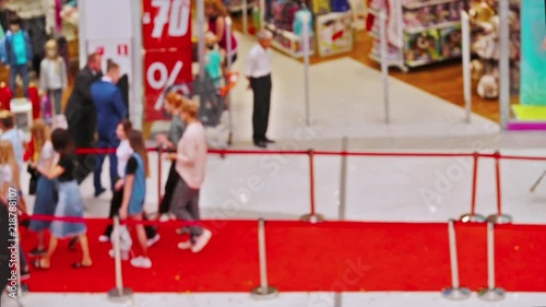 Buyers are queued to the store for sale. Black friday sale.