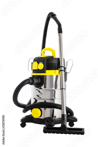 Vacuum cleaner isolated on white. Professional cleaning machine for wet and dry floors.