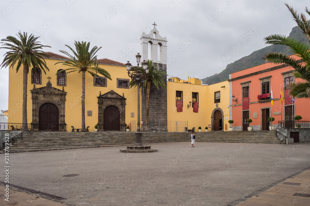 Garachico town square with the facade of a former convent