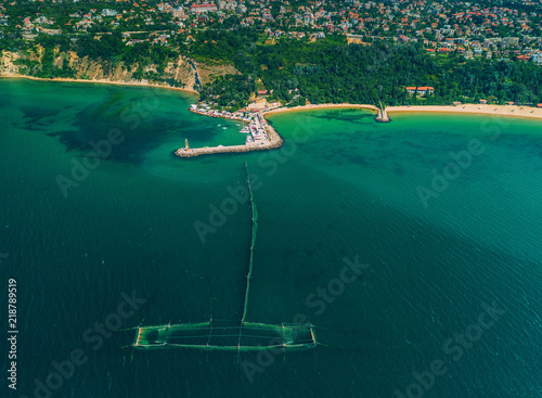 Aerial drone view of beautiful Black sea coast near Varna  Bulgaria