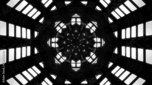 Abstract background with animation of flight in abstract futuristic tunnel with neon light. Animation of seamless loop.