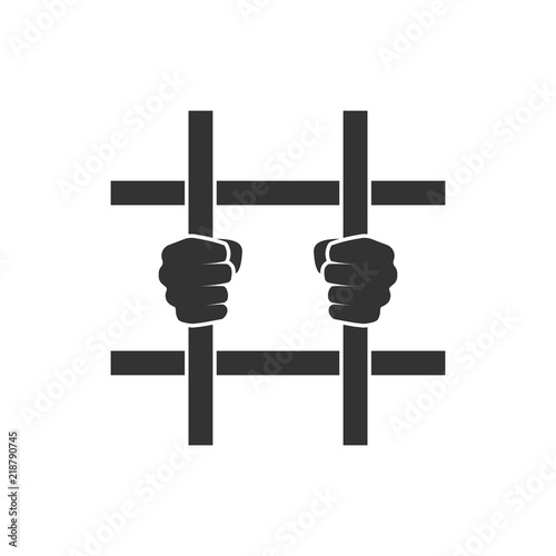 Hands behind bars icon