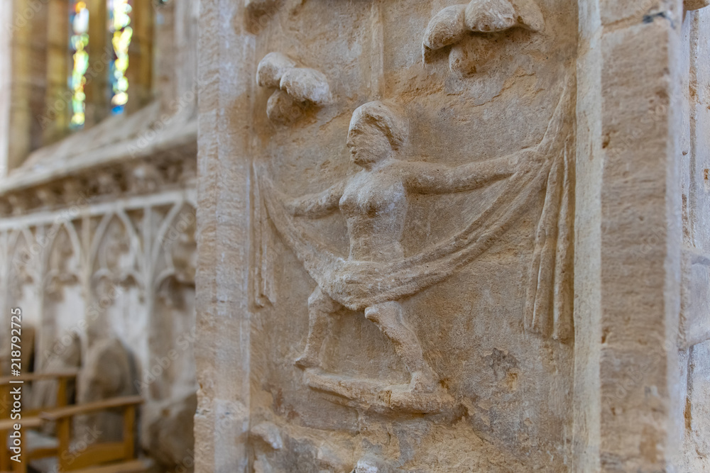 Basilique Notre-Dame d'Avioth, détail des sculptures, Avioth, département Meuse, région Grand Est, France