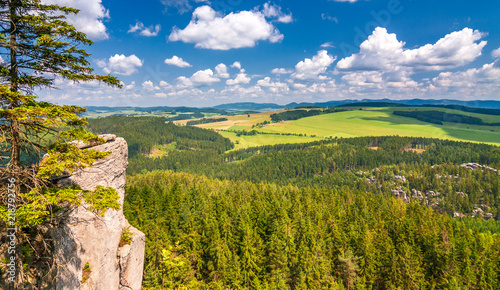 Landscape view from The Ostas table mountain. The national nature reserve Adrspach-Teplice Rocks, Czech republic, Europe. photo