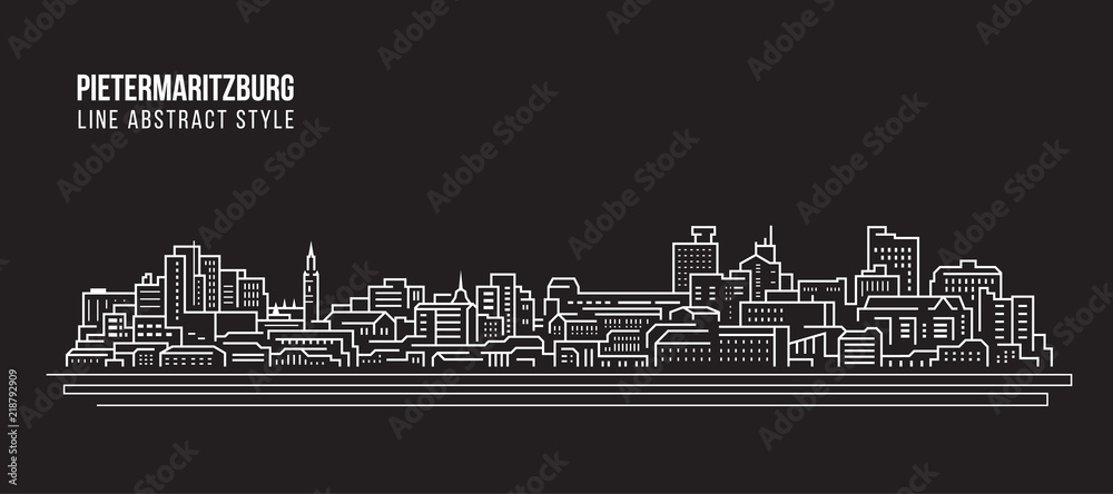 Cityscape Building Line art Vector Illustration design - Pietermaritzburg city