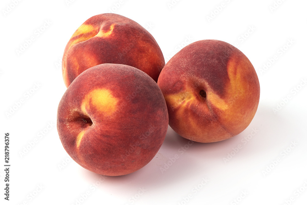 Fresh ripe juicy peaches, isolated on white background. Fresh ripe juicy peaches, isolated on white background.