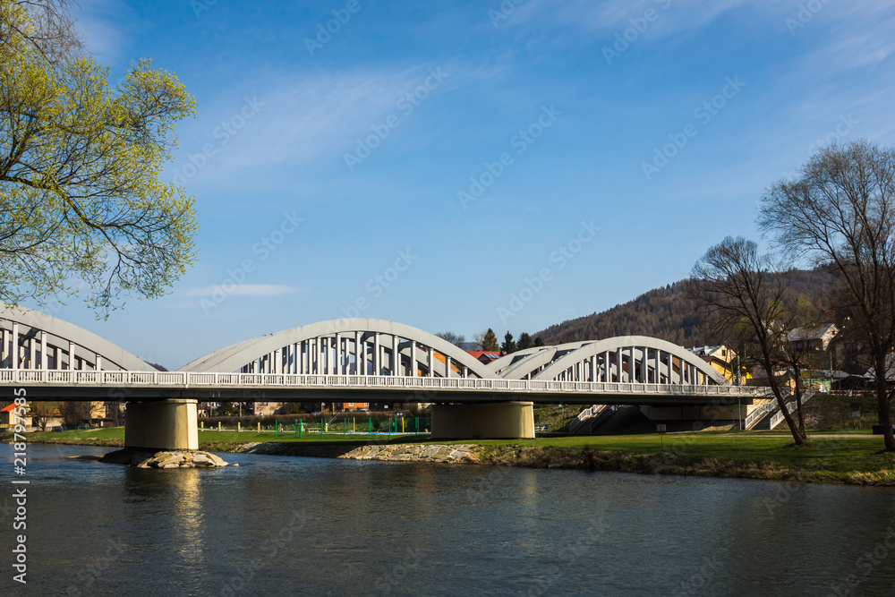 Bridge in Kroscienko on the Dunajec village, Pieniny, Poland Bridge in Kroscienko on the Dunajec village, Pieniny, Poland