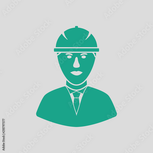 Icon of construction worker head in helmet