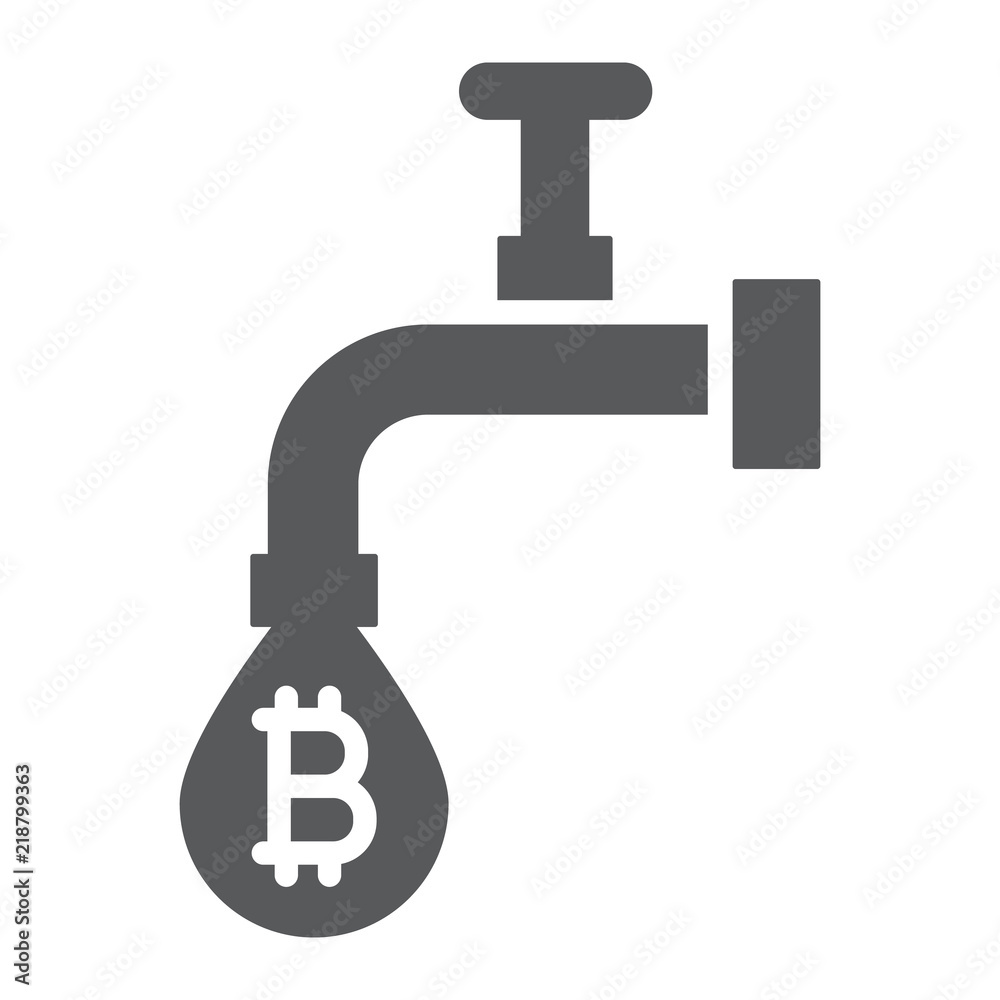 Coin faucet glyph icon, finance and money, tap with coins sign, vector graphics, a solid pattern on a white background, eps 10. Coin faucet glyph icon, finance and money, tap with coins sign, vector graphics, a solid pattern on a white background, eps 10.