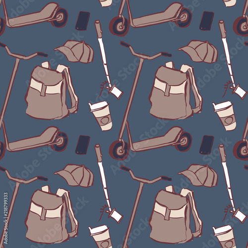 Hand drawn doodle sketch with modern object.