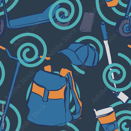 Hand drawn doodle sketch with modern object.